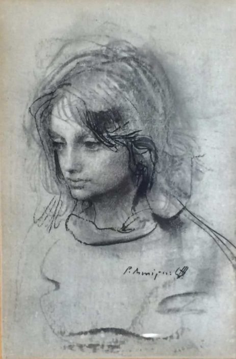 Pietro Annigoni -ritratto-disegno 34x28 Cod 0030101
